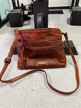 NWOT Distressed Brown Leather Crossbody Messenger